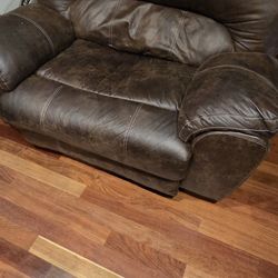 Brown 3 Piece Reclining Leather Couch Set With 2 Reclining Couches And A Recliner 