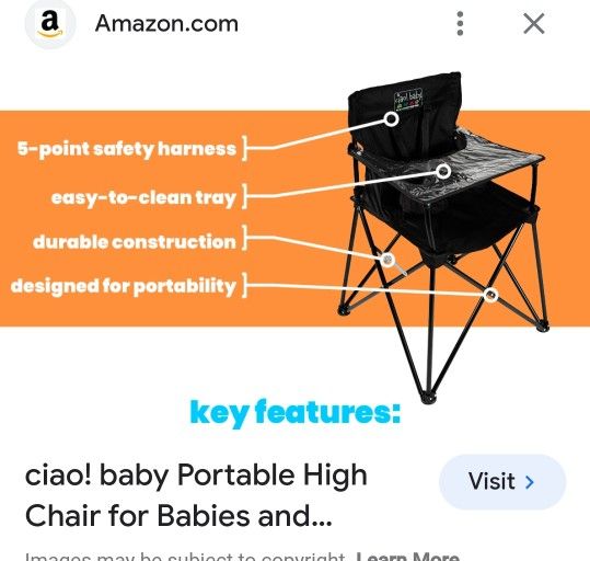 Ciao!!!! Baby Portable High Chair. 