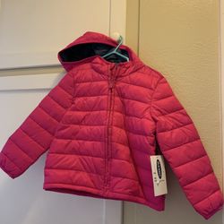 Hot Pink Water Resistant Hooded Zip Up Jacket Size 4T Toddler Girl Old Navy