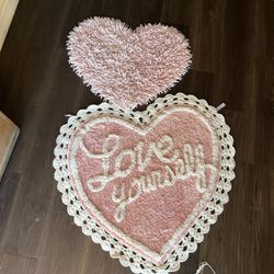 Heart Shaped Throw Rugs Love Yourself Pink Fluffy Rugs 