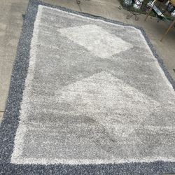 10/12 Ft Soft Shaggy Rug Gray Off White Color 