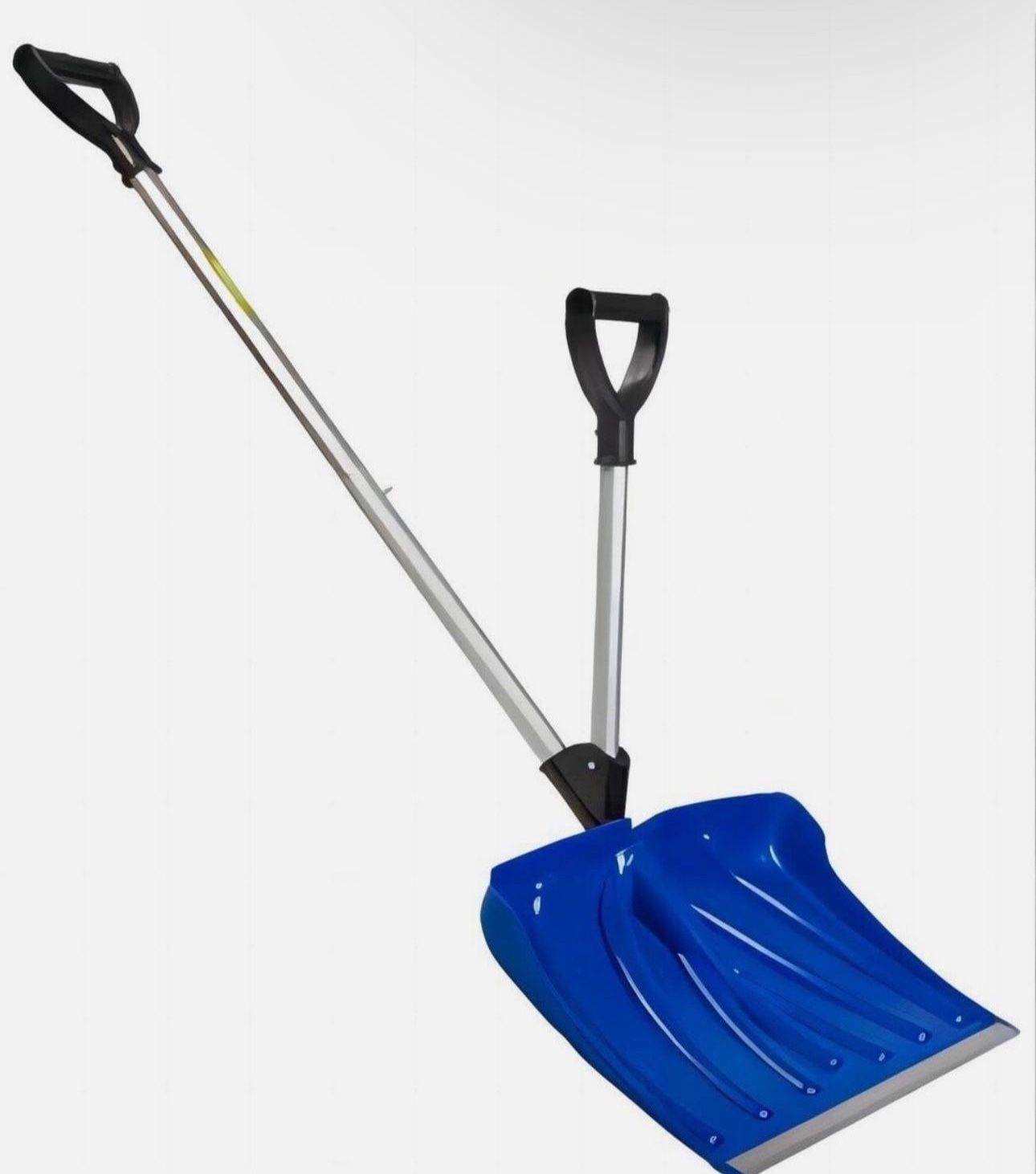 Snow Shovel for Driveway, 18" Portable Snow Pusher Shovel with Added Handle and Aluminum Strip, Detachable D-Grip Handle, Large Capacity Snow Shovel f