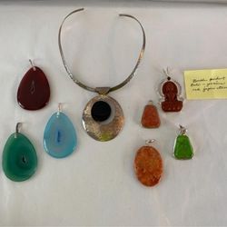 Assorted Stone Pendants and Necklace