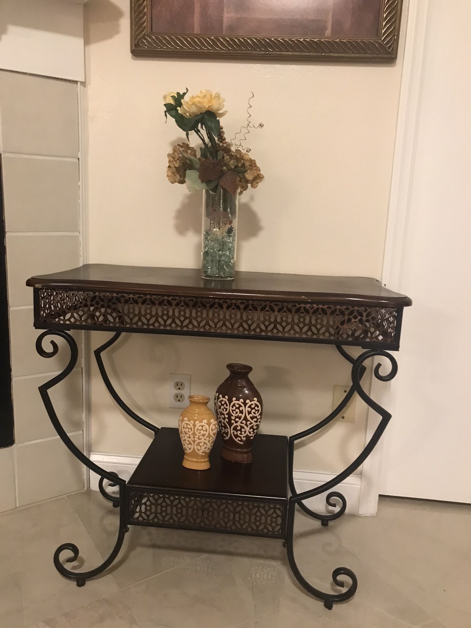 Wood And Metal Console Table