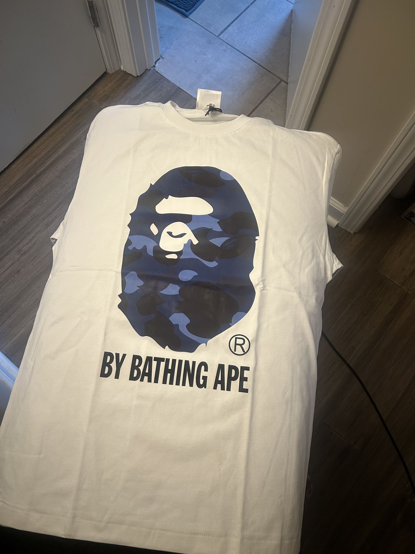 White And Blue Medium Bape Shirt