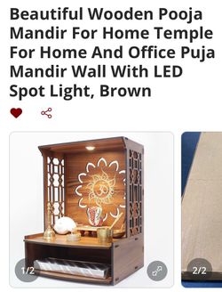 Wooden Pooja Mandir with LED Spot Light