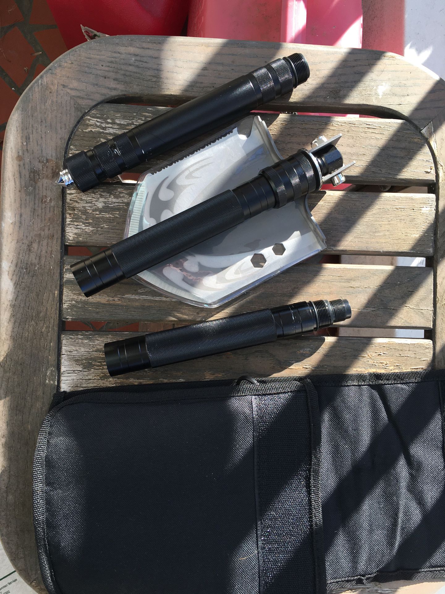 Survival Tool with bag for belt