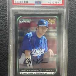 2008 Clayton Kershaw Bowman Chrome Rookie Card. PSA 9 Mint. Los Angeles Dodgers. 