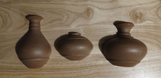(3) Faux Clay Pots Plastic Wall Hangings