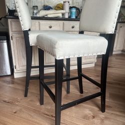 Cream/Light Beige Upholstered Bar Stools