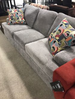 Brand New Serta Grey Sofa! Get your awesome deal on a couch loveseat or sectional today!