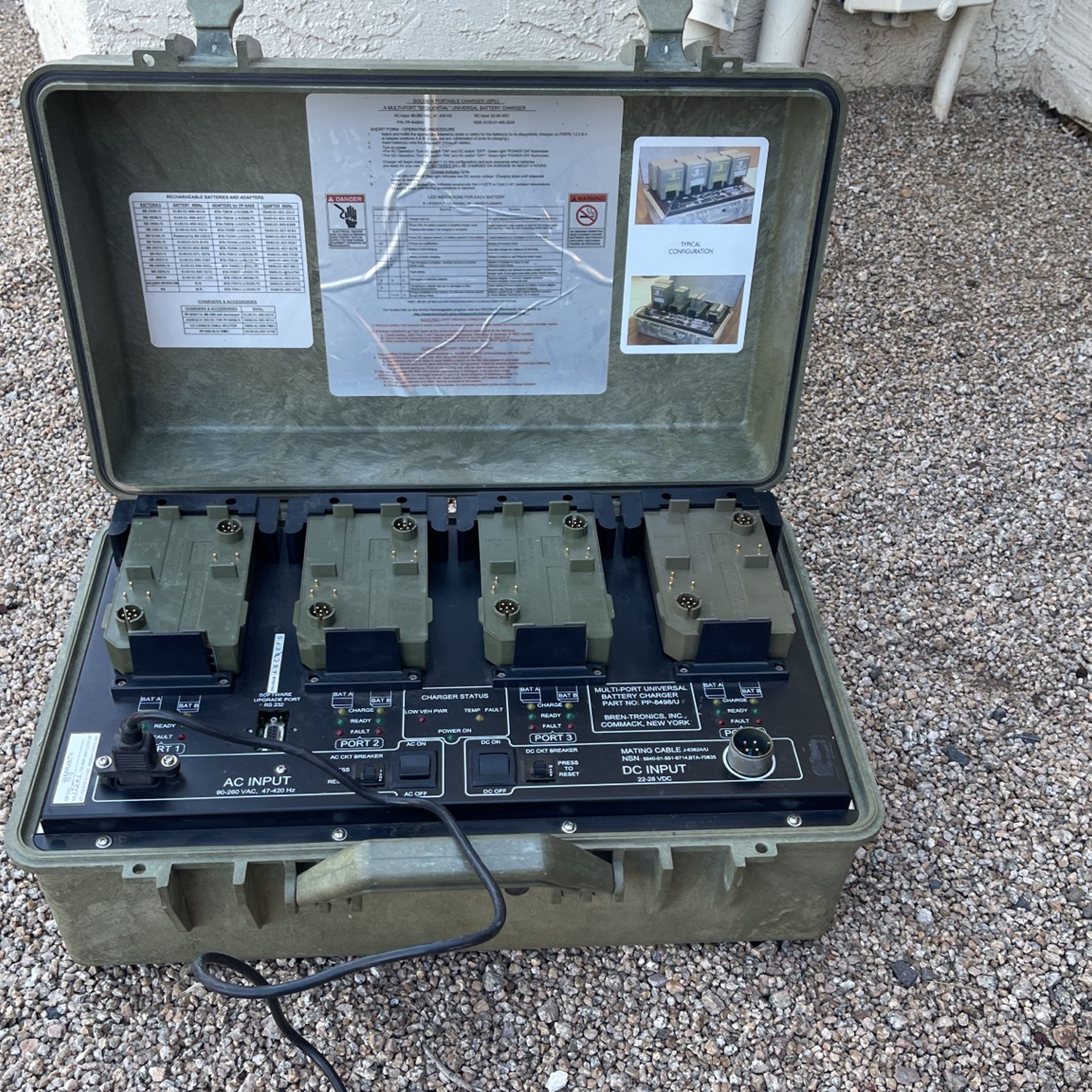 Bren-tronics PP8498/U , BTC- 70801 Portable Military Lithium Battery Charger BB-2590 Etc.