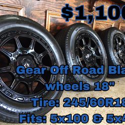 Gear Off Road 18” Black Wheels W/tires 