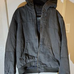 G.H. Bass Hard Service Mens Canvas Duck Jacket XL Hooded Sherpa Lined.
