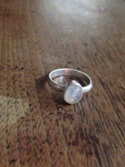 Rainbow moonstone/sterling silver ring size 8