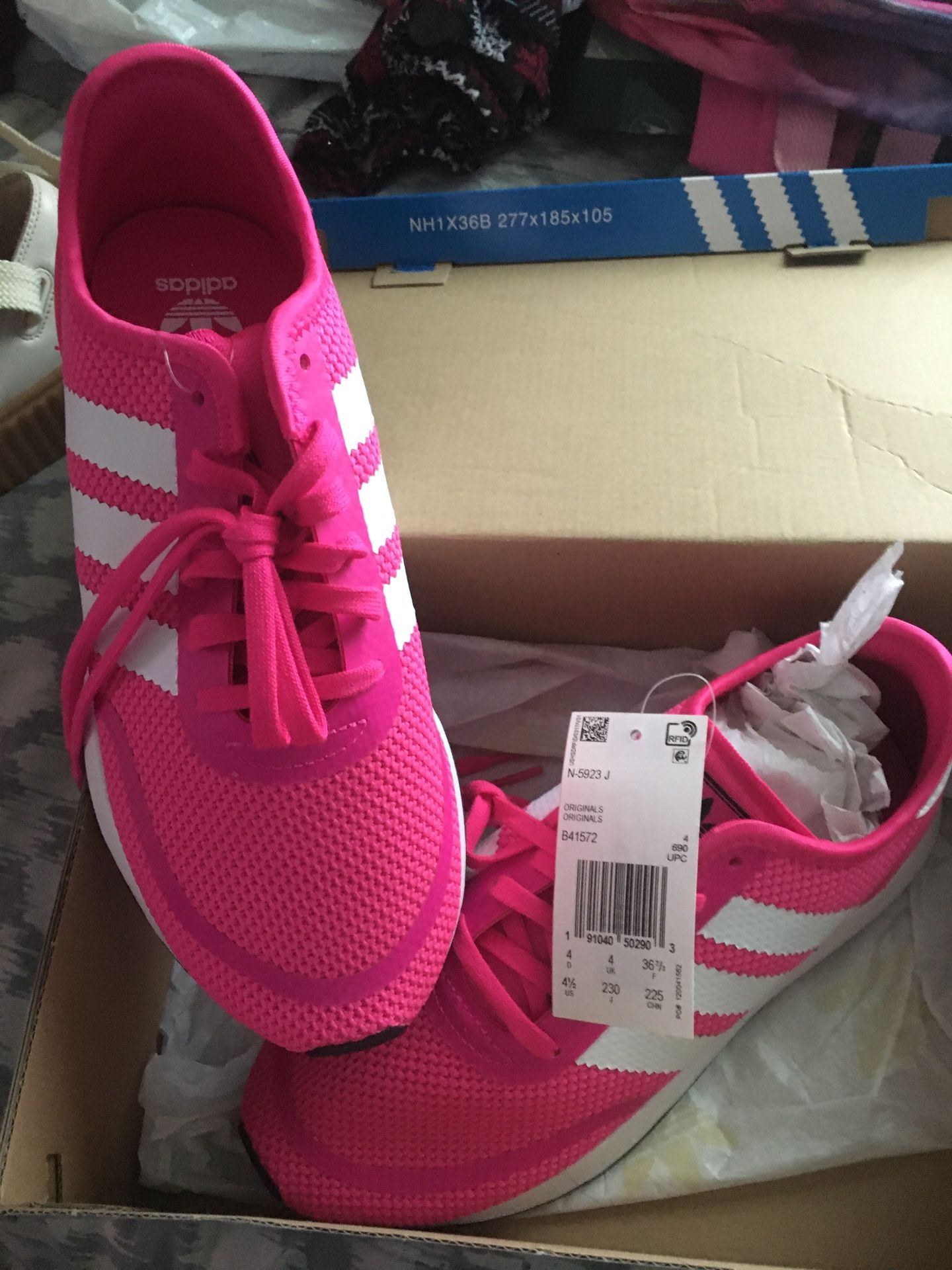 Hot Pink & white Adidas