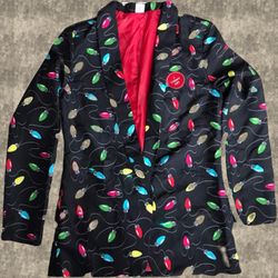 Christmas Lights Holiday Light Up Woman’s Black/Multi-Color Blazer Holiday Time 
