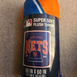 New York Mets MLB Super Soft Plush Throw Blanket 50x60 NEW Hat Baseball NYM FLUFFY
