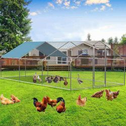Extra Large Metal Chicken Coop, Walk-in Poultry Chicken Coops for 20 Chickens,(missing screw )