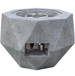 25-inch side table fireplace, large concrete decorative geometric style bowl, suitable for outdoor garden patio, with side handles, concrete.