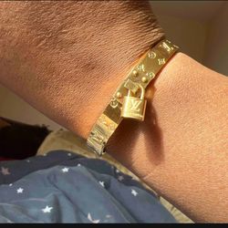 Ladies LV Monogram Gold Plated Bracelet W/ Locket New