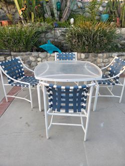 Vintage tropitone cantina patio dining set blue 5pcs Aluminum
