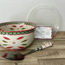 Temp-tations by Tara Old World Red/ Green Springfetti Salad Bowl & Salad Server