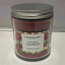 Huntington Home Holiday Cranberry Single Wick Scented Candle Soy Blend 6.5 oz