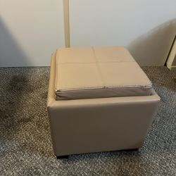 Cream Storage Ottoman 
