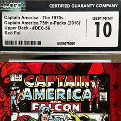 CAPTAIN AMERICA RED FOIL 2016 CGC 10 Rare  CARD 