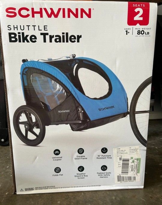 Schwinn 2 Passenger Foldable Bike Trailer - Blue/Black