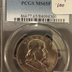 1959-D Franklin Half Dollar. PCGS MS-65 FBL
