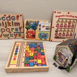 Wood Educational Toys Bundle Melissa & Doug Lakeshore Kids Learning Set 