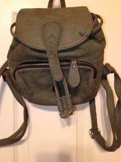 Olive Green Leather Mini Backpack