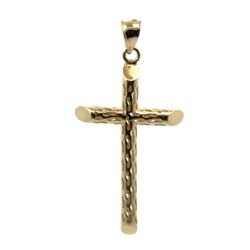 Men’s Or Woman’s 14k Yellow Gold 2.25” Inch Diamond Cut Cross Pendant For Necklace GP3126495
