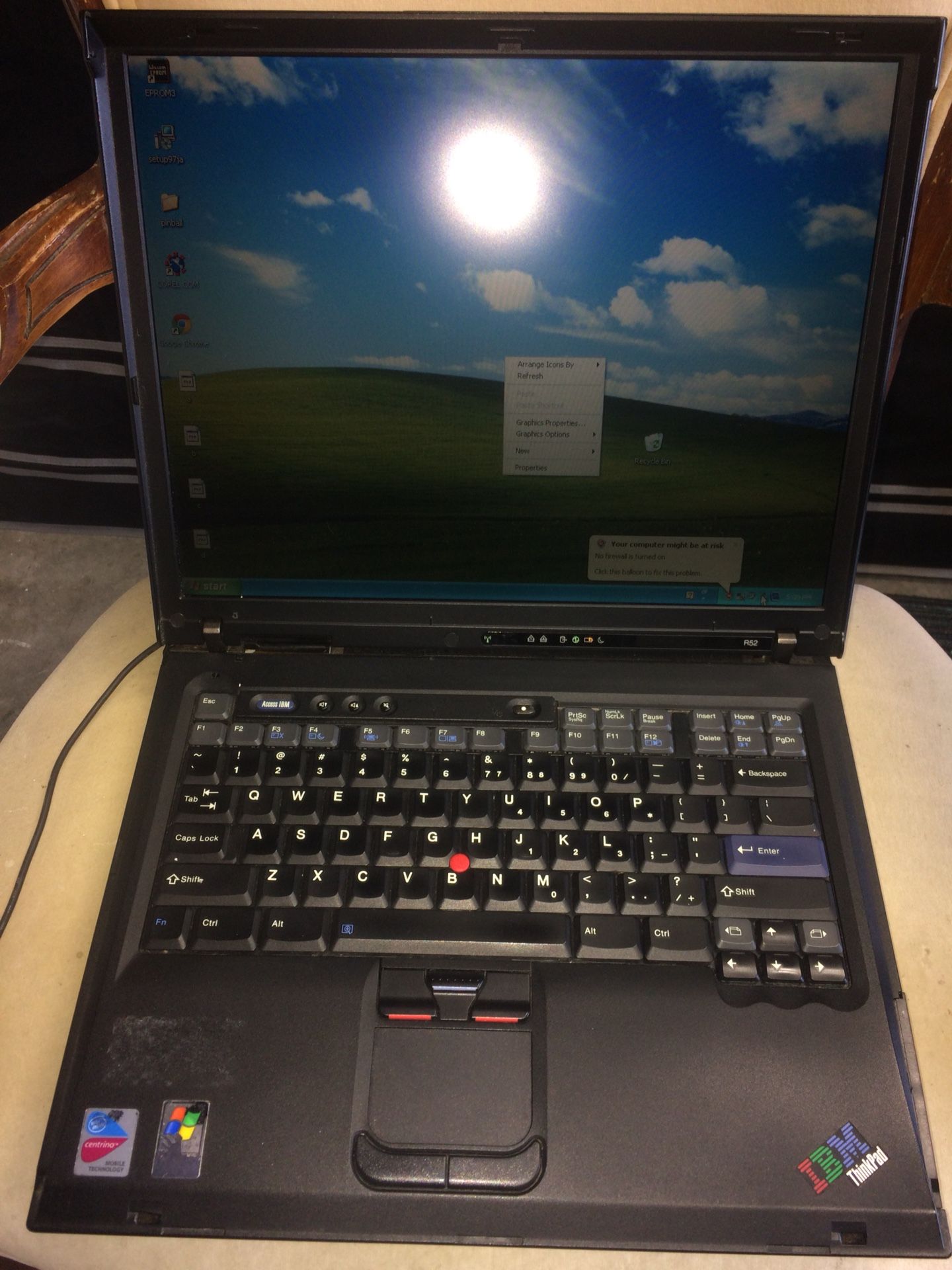 IBM thinkpad r52 laptop computer WiFi windows xp
