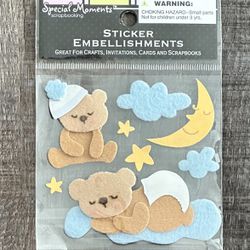 New Baby Boy Teddy Bear Dimensional Scrapbook Stickers