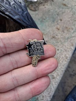 Vintage enamel lapel pin is a promotional piece for BET on Jazz: The Cable Jazz Channel, which launched in the mid-1990s.
