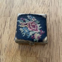 Antique Embroidered Pill Box 