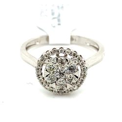 10k White Gold Diamond Cluster Ring Round .55ctw 2.7grams Size 7 145448 3