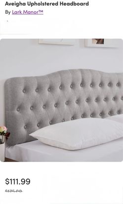 QUEEN Aveigha Upholstered Arched Tufted Headboard - Light Grey Linen New- Open Box - Unused