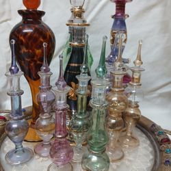 Vintage  Hand Blown Glass Perfume Bottles 