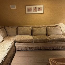 Large L shape classical style sofa with damask fabric