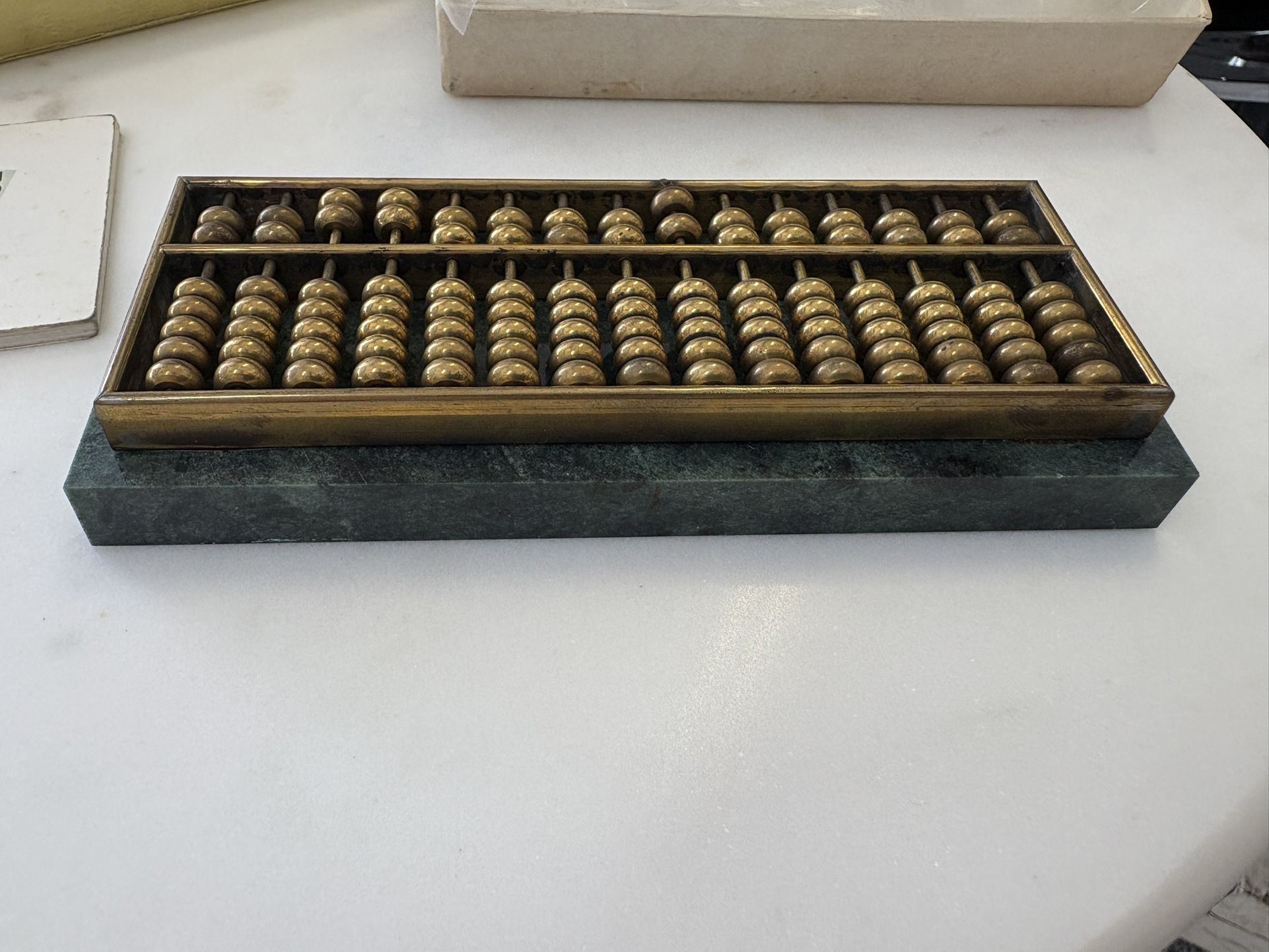 Brass & Marble Vintage Abacus. Original Instructions & Box. Fantastic Calculator, Desk Paperweight, Art, CPA Student Accountant Math Gift!