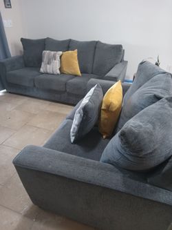 Gray Fabric Sofa Set – 2 Piece