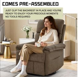 Light Brown Swivel Rocking Recliner Chair