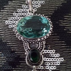 Apatite & Green Quartz Stone Pendant