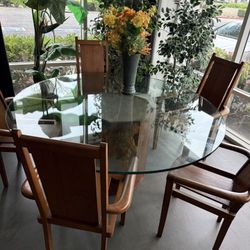 Table With Glass Top And Chairs 