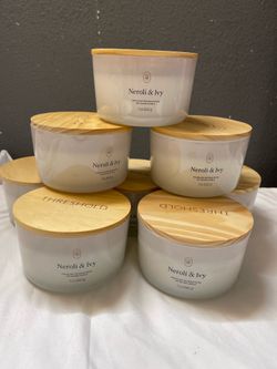 3-Wick Milky Glass Wooden Wick Lolo Neroli and Ivy Jar Candle 13oz - Threshold