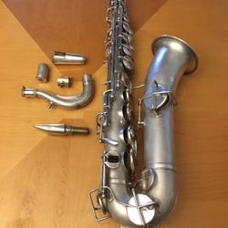 1920s Buescher Elkhart Low Pitch True Tone Saxophone Silver (TRADE???) (#49204) With Original Case Excellent Condition. I might consider shipping With